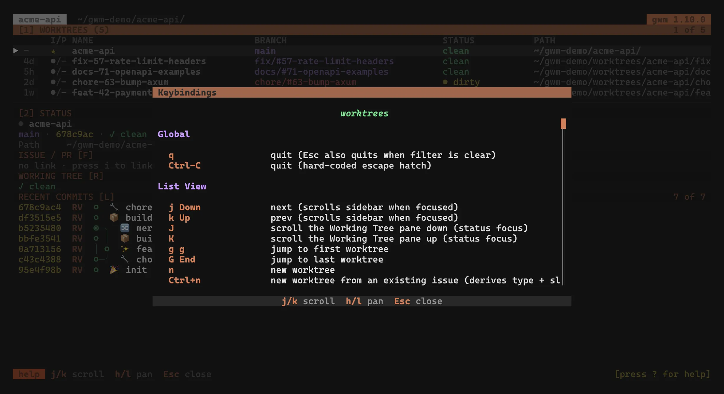 The ? in-app Keybindings overlay