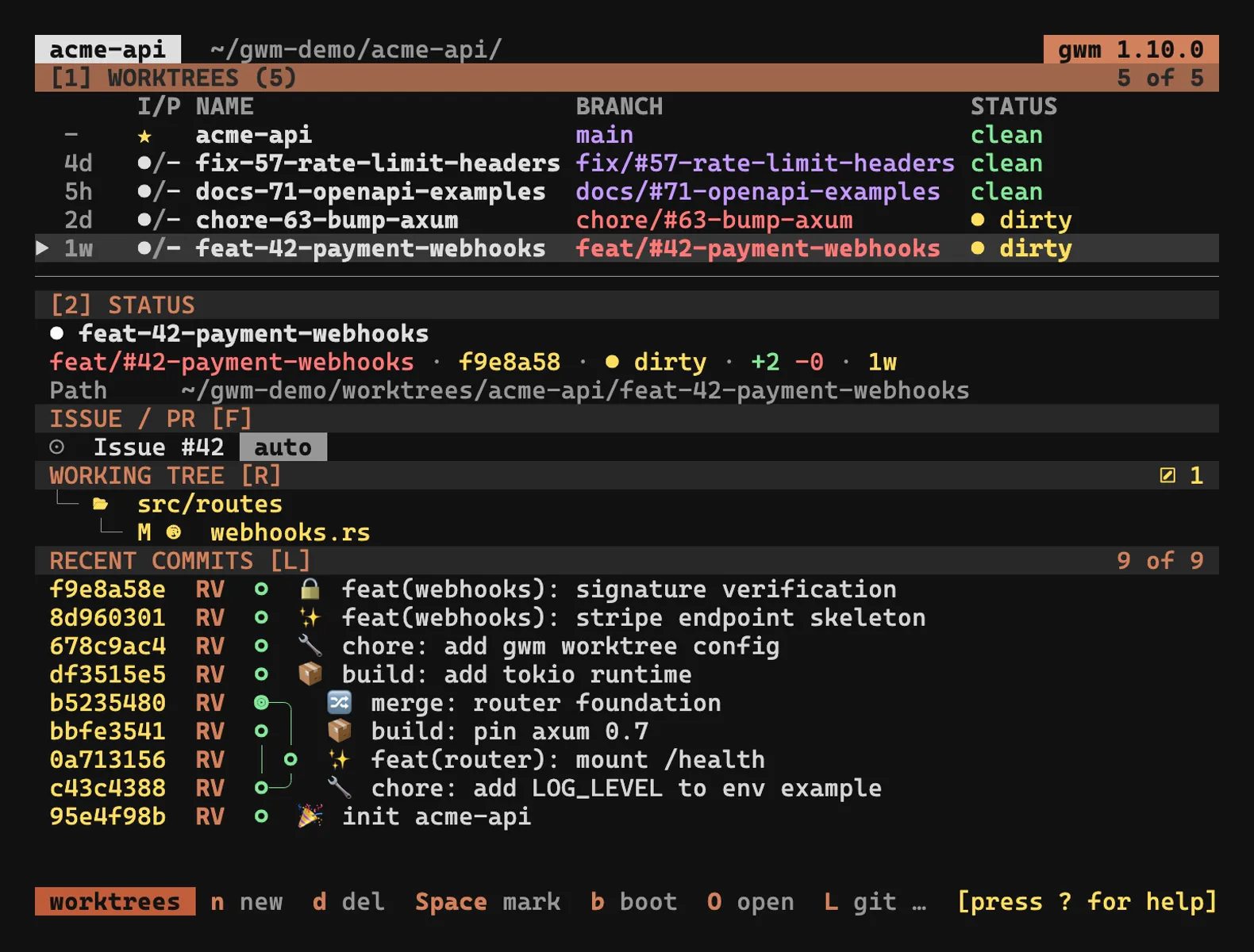 Stacked layout (narrow terminal)